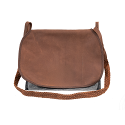 CARNIER CUIR VIEILLI BRETELLE CUIR TRESSEE