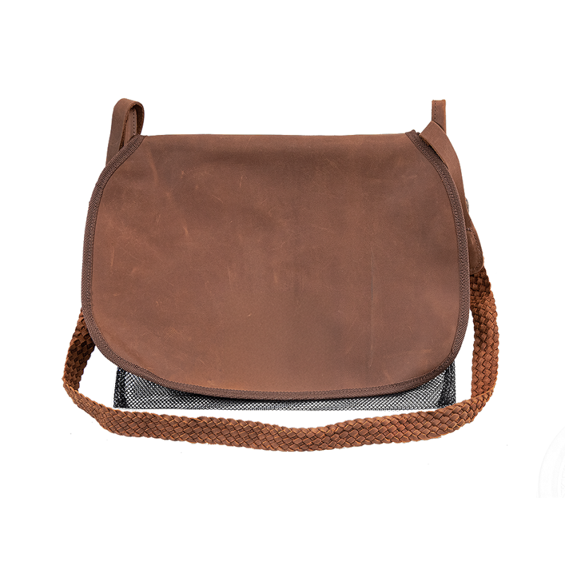 CARNIER CUIR VIEILLI BRETELLE CUIR TRESSEE