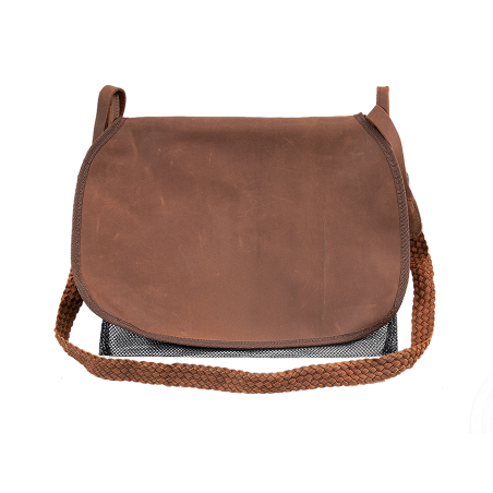 CARNIER CUIR VIEILLI BRETELLE CUIR TRESSEE