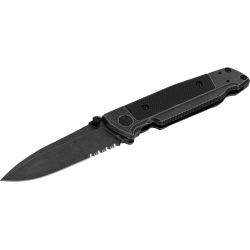 COUTEAU PLIANT WALTHER Q5 STEEL FRAME FOLDER BLACKWASH SERRATED