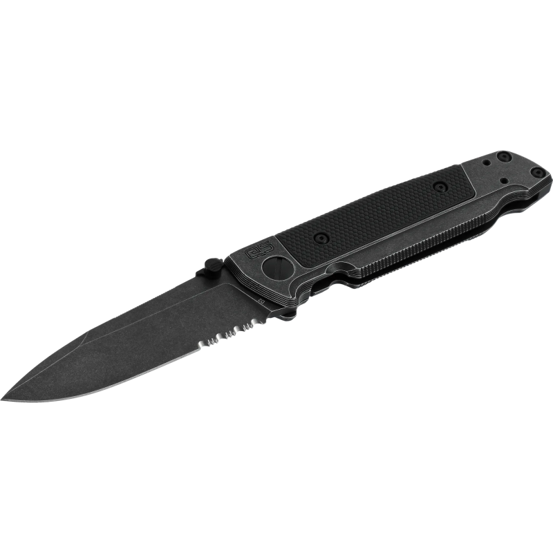 COUTEAU PLIANT WALTHER Q5 STEEL FRAME FOLDER BLACKWASH SERRATED
