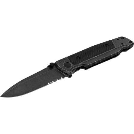COUTEAU PLIANT WALTHER Q5 STEEL FRAME FOLDER BLACKWASH SERRATED
