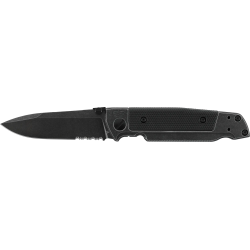 COUTEAU PLIANT WALTHER Q5 STEEL FRAME FOLDER BLACKWASH SERRATED