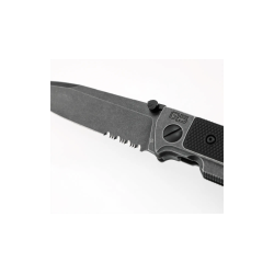 COUTEAU PLIANT WALTHER Q5 STEEL FRAME FOLDER BLACKWASH SERRATED