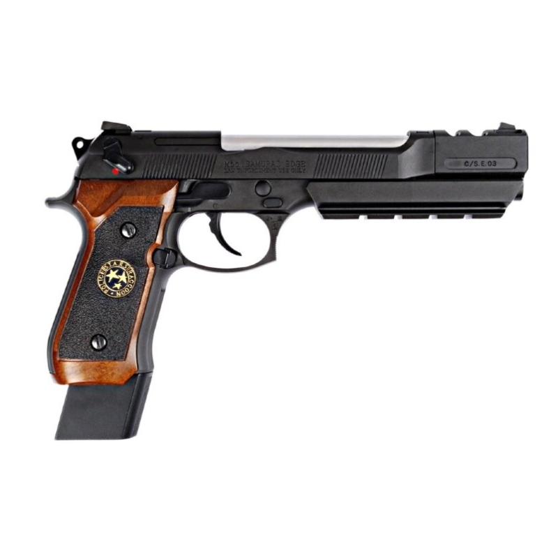 PISTOLET 6MM GAZ M9 BIOHAZARD LONG NOIR - AIRSOFT