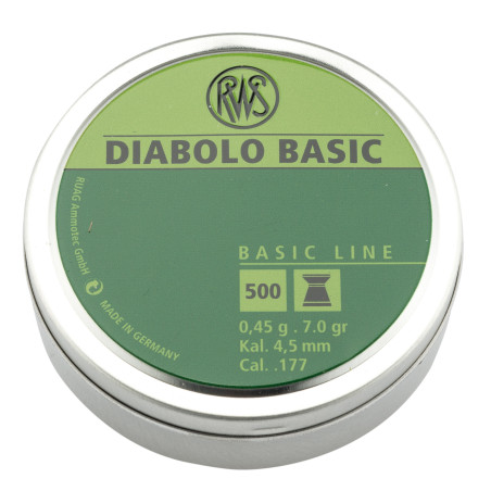 BOÎTE DE 500 PLOMBS DIABOLOS BASIC PLATS CAL. 4,5 MM