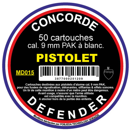 BOÎTE DE 50 CARTOUCHES CAL. 9 MM PAK À BLANC