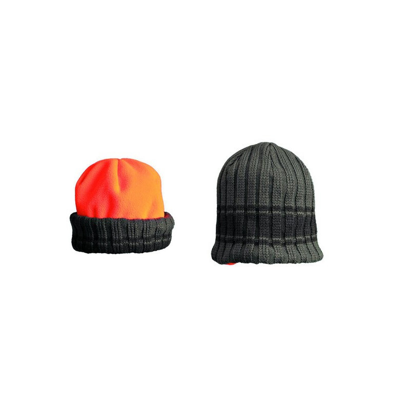 BONNET POLAIRE REVERSIBLE VERT/ORANGE FLUO