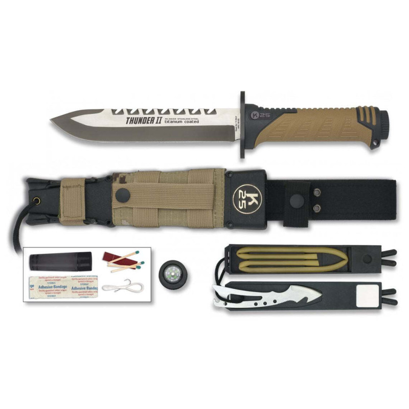 COUTEAU DROIT DE SURVIE K25 THUNDER II
