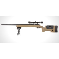COLOMBISPORTS - REPLIQUE LONGUE 6MM SA-S02 CORE SNIPER LUNETTE ET BIPIED TAN