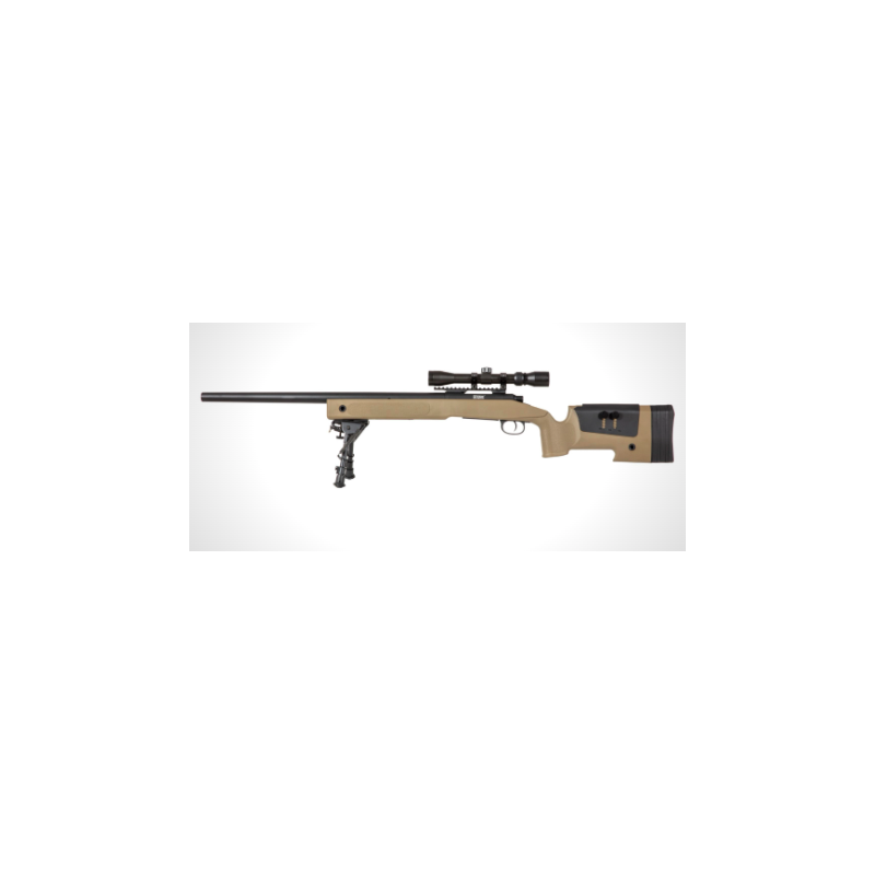 COLOMBISPORTS - REPLIQUE LONGUE 6MM SA-S02 CORE SNIPER LUNETTE ET BIPIED TAN