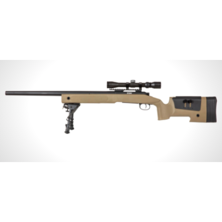COLOMBISPORTS - REPLIQUE LONGUE 6MM SA-S02 CORE SNIPER LUNETTE ET BIPIED TAN