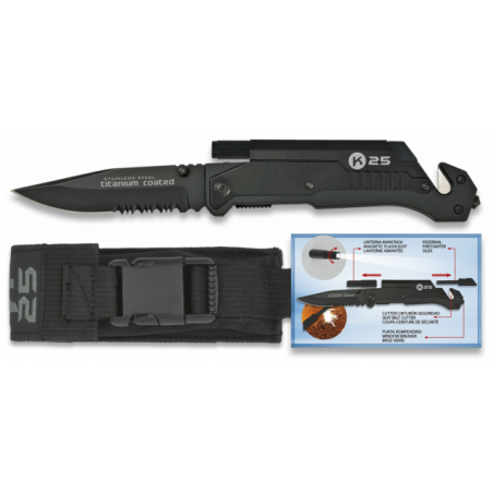 Albainox - K25 couteau lame revêtement Titane haute qualité