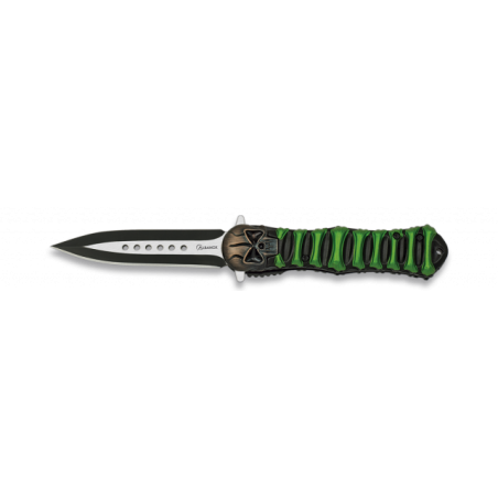 Couteau pliant Tête de mort crâne vert -  Albainox Lame 8.7cm